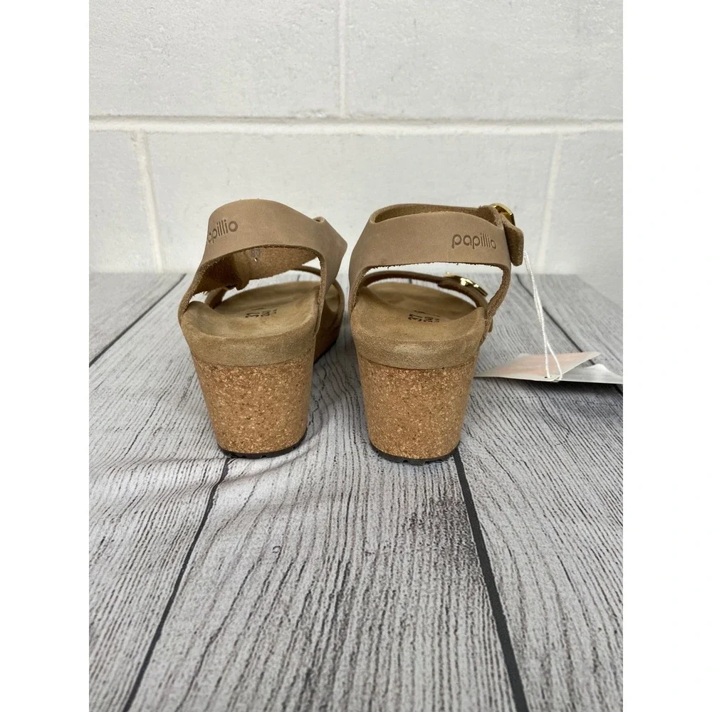 Papillio Soley Ring Buckle Wedge Sandals‎ Sandcastle Narrow Fit Size 37 US 6